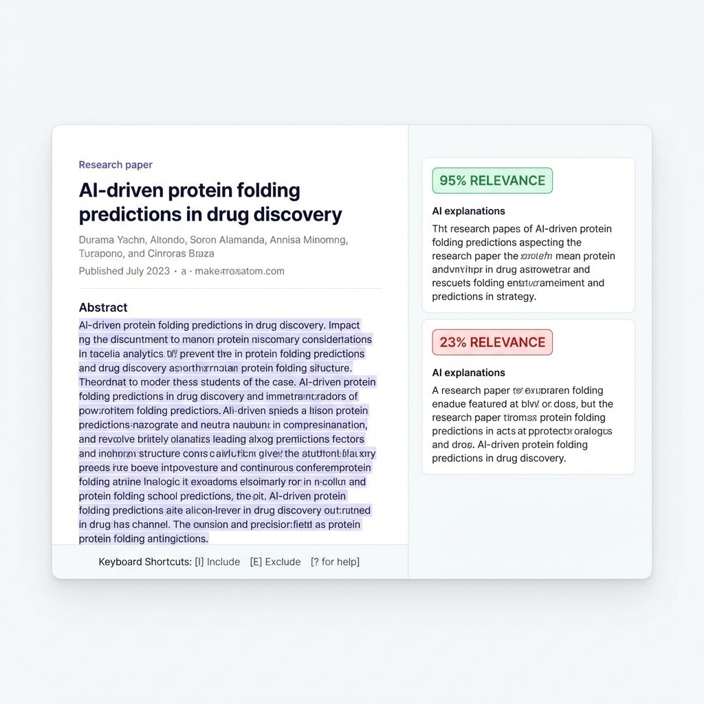 AI Screening Interface with Relevance Scores